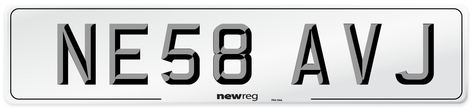 NE58 AVJ Number Plate from New Reg